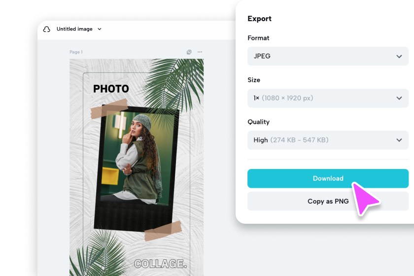 Download and share your photo collage